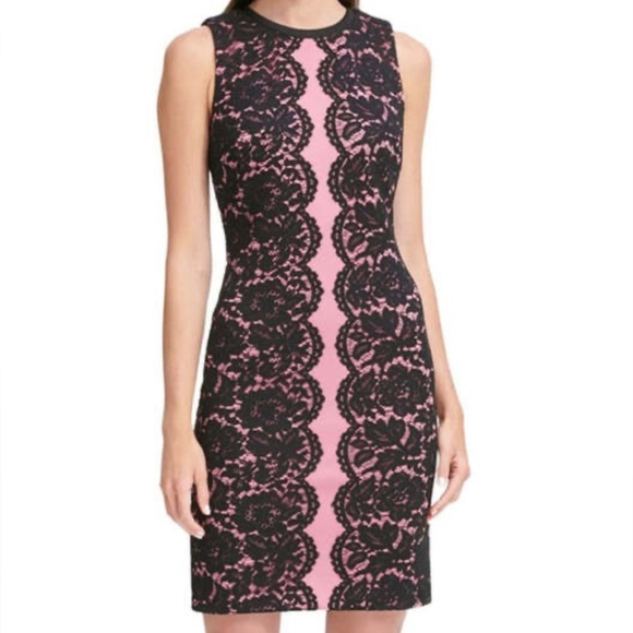 Tommy Hilfiger Black Pink Floral Crepe Sheath‎ Sleeveless Dress Size 8 - Picture 2 of 14